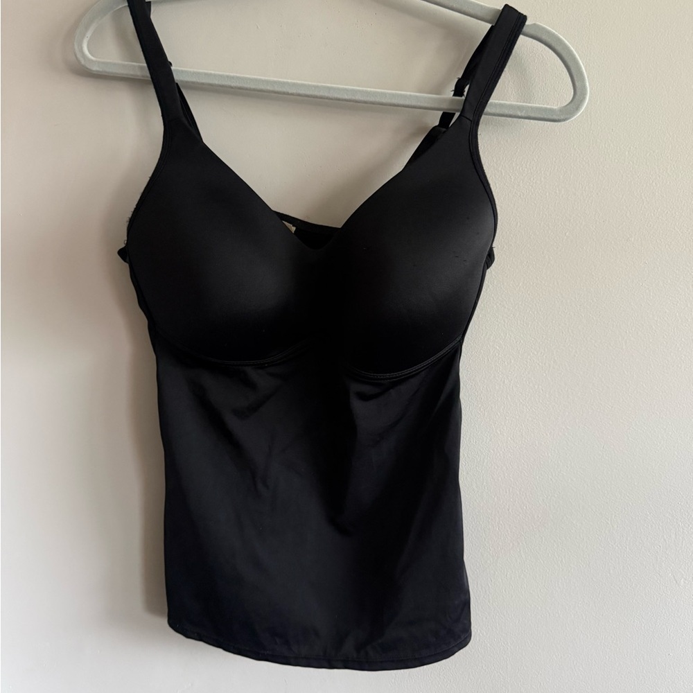 Rhonda Shear Black Shapewear Cami Built In Bra Smoothing Tank Size Large